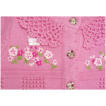 Load image into Gallery viewer, "VINTAGE FLOWERS" PINK COTTON KNIT HAND EMBROIDERED CARDIGAN