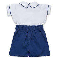 Load image into Gallery viewer, BOY'S " EDWARD" HAND-SMOCKED COTTON FRONT BUTTON BUSTER SUIT. LIMITED