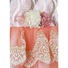 Load image into Gallery viewer, BABY GIRL BROCADE " POMPADOUR " PEACH PINK OCCASION DRESS