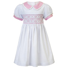 Load image into Gallery viewer, TRADITIONAL WHITE HAND-SMOCKED "GOLDIE" EMBROIDERED DRESS.CLEARANCE!!!