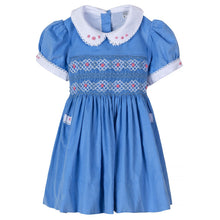 Load image into Gallery viewer, " MIRABELLE " BLUE CORDUROY HAND-SMOCKED DRESS. LIMITED