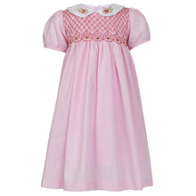 Load image into Gallery viewer, PINK HAND-SMOCKED " SASKIA" HAND-EMBROIDERED DRESS