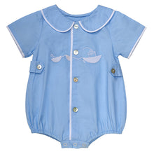Load image into Gallery viewer, BABY BOYS " NEPTUNE" HAND-EMBROIDERED CLASSIC ROMPER.