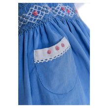 Load image into Gallery viewer, " MIRABELLE " BLUE CORDUROY HAND-SMOCKED DRESS. LIMITED