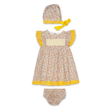 Load image into Gallery viewer, 3 PIECE HAND-SMOCKED DITSY FLORAL "COCO" DRESS SET.CLEARANCE