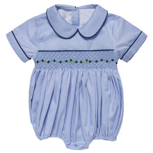 Load image into Gallery viewer, BABY BLUE TRADITIONAL "AVA" HAND SMOCKED ROMPER