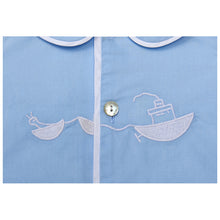 Load image into Gallery viewer, BABY BOYS " NEPTUNE" HAND-EMBROIDERED CLASSIC ROMPER.