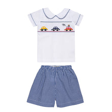Load image into Gallery viewer, BOYS 2 PIECE CARS EMBROIDERED SHORTS SET