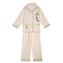 Load image into Gallery viewer, BEIGE COTTON/POPLIN "ABU" TRADITIONAL EMBROIDERED PYJAMA SET