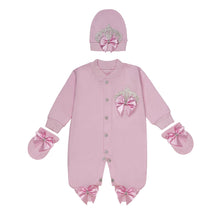 Load image into Gallery viewer, " MILADY " PINK JERSEY COTTON SPARKLING BABY SET. HAND-MADE.