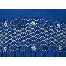 Load image into Gallery viewer, BLUE TRADITIONAL HERITAGE HAND SMOCKED "SILVA" DRESS.