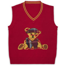 Load image into Gallery viewer, BOYS RED "SCOTTY BEAR" COTTON KNITTED SLIPOVER