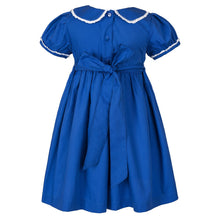 Load image into Gallery viewer, BLUE TRADITIONAL HERITAGE HAND SMOCKED "SILVA" DRESS.