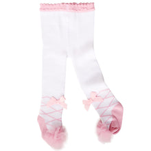 Load image into Gallery viewer, BABY GIRLS LACE @ BOW SHOE PRINT TIGHTS