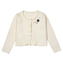 Load image into Gallery viewer, GIRLS IVORY FINE KNITTED EMBELLISHED COTTON CARDIGAN