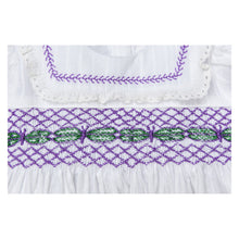 Load image into Gallery viewer, WHITE TRADITIONAL " DRAGONFLY" HAND-SMOCKED PYJAMAS SET. LIMITED