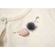 Load image into Gallery viewer, GIRLS IVORY FINE KNITTED EMBELLISHED COTTON CARDIGAN