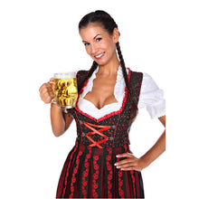 Load image into Gallery viewer, Black-red 3pcs. Dirndl with contrasting pattern