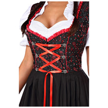 Load image into Gallery viewer, Black-red 3pcs. Dirndl with contrasting pattern