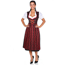 Load image into Gallery viewer, Black-red 3pcs. Dirndl with contrasting pattern