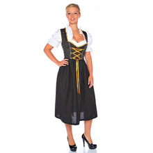 Load image into Gallery viewer, Black-golden 3pcs. Dirndl with a subtle paisley pattern
