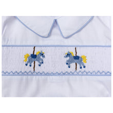 Load image into Gallery viewer, " TOURNAMENT" HAND-SMOCKED HAND-EMBROIDERED BUSTER SUIT. LIMITED