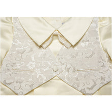 Load image into Gallery viewer, BABY BOYS SILK SATIN MOCK VEST "PRECIOUS MOMENT" ROMPER SUIT