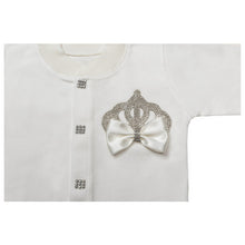Load image into Gallery viewer, " MILADY " WHITE JERSEY COTTON SPARKLING BABY SET. HAND-MADE.