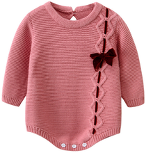 Load image into Gallery viewer, " STELLA " DUSKY PINK VELVET BOW KNITTED SHORTIE