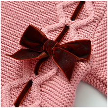 Load image into Gallery viewer, " STELLA " DUSKY PINK VELVET BOW KNITTED SHORTIE
