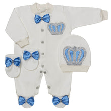 Load image into Gallery viewer, " BARON " CHARMING WHITE & BLUE SPARKLING BABY SET. HAND-MADE.