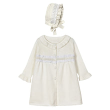 Load image into Gallery viewer, CREAM KNITTED "LOLA" PRAM COAT & BONNET SET