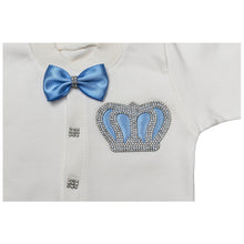 Load image into Gallery viewer, " BARON " CHARMING WHITE & BLUE SPARKLING BABY SET. HAND-MADE.