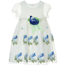 Load image into Gallery viewer, GIRLS "WISTERIA" EMBROIDERED ORGANZA DRESS WITH DETACHABLE BROOCH