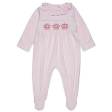 Load image into Gallery viewer, BABY GIRLS "PRINCESS CROWN" PINK BABY GROW & BIB SET 3-6 MONTHS
