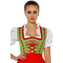 Load image into Gallery viewer, Contrast-rich balcony Dirndl 3 pieces green and red