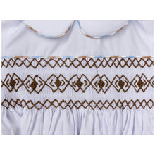Load image into Gallery viewer, " PACO" HAND-SMOCKED HAND-EMBROIDERED BUSTER SUIT. LIMITED