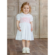 Load image into Gallery viewer, WHITE TRADITIONAL " HEART OF MINE " HAND-SMOCKED DRESS. LIMITED - NEW ARRIVAL