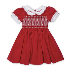 Load image into Gallery viewer, " VICTORIA " RED HAND-SMOCKED COTTON DRESS.LIMITED.