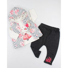 Load image into Gallery viewer, BABY GIRLS " LE VOYAGE " FLORAL PADDED GILET, TOP @ BOTTOM 3 PIECE SET