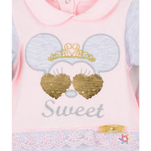 Load image into Gallery viewer, BABY GIRL PINK LACE & SEQUIN " MINNIE ' BABYGROW AND HAT SET