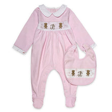 Load image into Gallery viewer, "KISS ME, TEDDY" BABY GIRLS EMBROIDERED BABYGROW & BIB 3-6 MONTHS