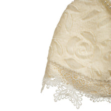 Load image into Gallery viewer, " POWDER PUFF" TEXTURED FUR CREAM LACE ADORNED LUXURIOUS CAPE