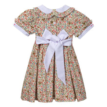 Load image into Gallery viewer, FLORAL HAND-SMOCKED " BOUQUET" COTTON DRESS. LIMITED