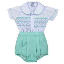 Load image into Gallery viewer, "CHARLES" WHITE @ MINT GREEN TRADITIONAL BUSTER SUIT