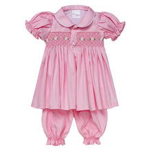 Load image into Gallery viewer, " ASTER " PINK HAND-SMOCKED TRADITIONAL PYJAMAS SET. LIMITED