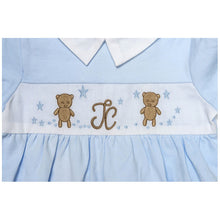 Load image into Gallery viewer, "KISS ME, TEDDY" BABY BOYS EMBROIDERED BABYGROW & BIB 3-6 MONTHS