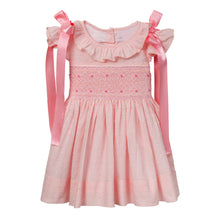 Load image into Gallery viewer, PINK "DOLCE" SWISS DOT HAND SMOCKED DRESS. LIMITED