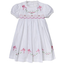 Load image into Gallery viewer, WHITE " ORNELLA " HAND-SMOCKED, EMBROIDERED DRESS