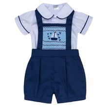 Load image into Gallery viewer, "CAPTAIN COOK" SHIRT & DUNGAREES HAND SMOCKED OUTFIT. LIMITED.